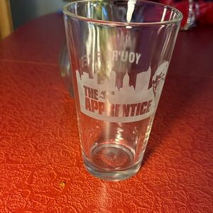 Donald Trump the Apprentice TV show pint glass gifted to staff & crew @ premiere